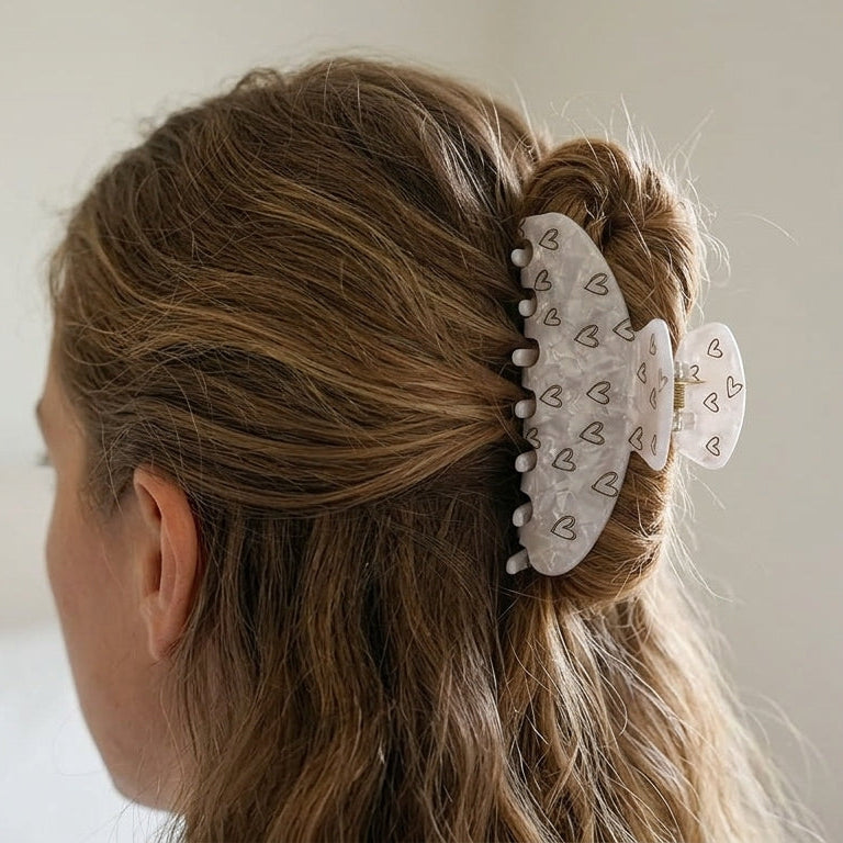 Doodle Heart Hair Claw Clip