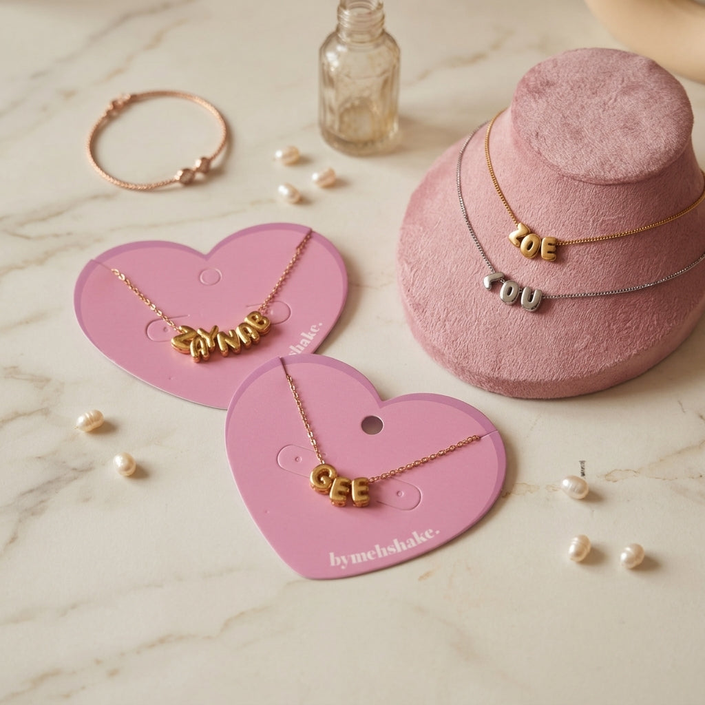 Mini Bubble Letter Personalised Name Necklace
