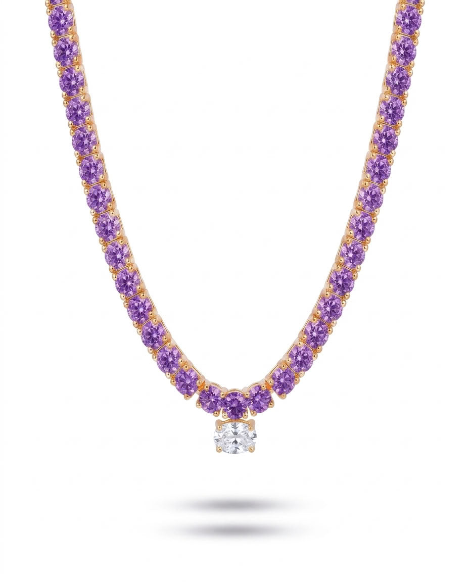 Violet Solitaire Tennis Necklace