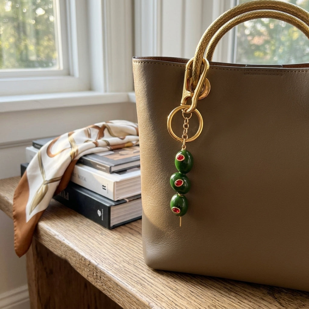 Trio of Olives Bag Charm | Olive Keychain