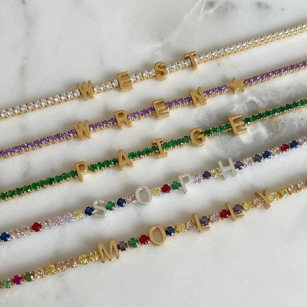 Personalised Name Tennis Bracelet | Custom Crystal Bracelet