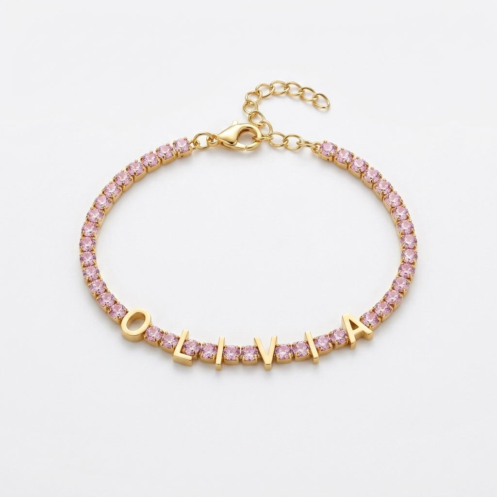 Personalised Name Tennis Bracelet | Custom Crystal Bracelet