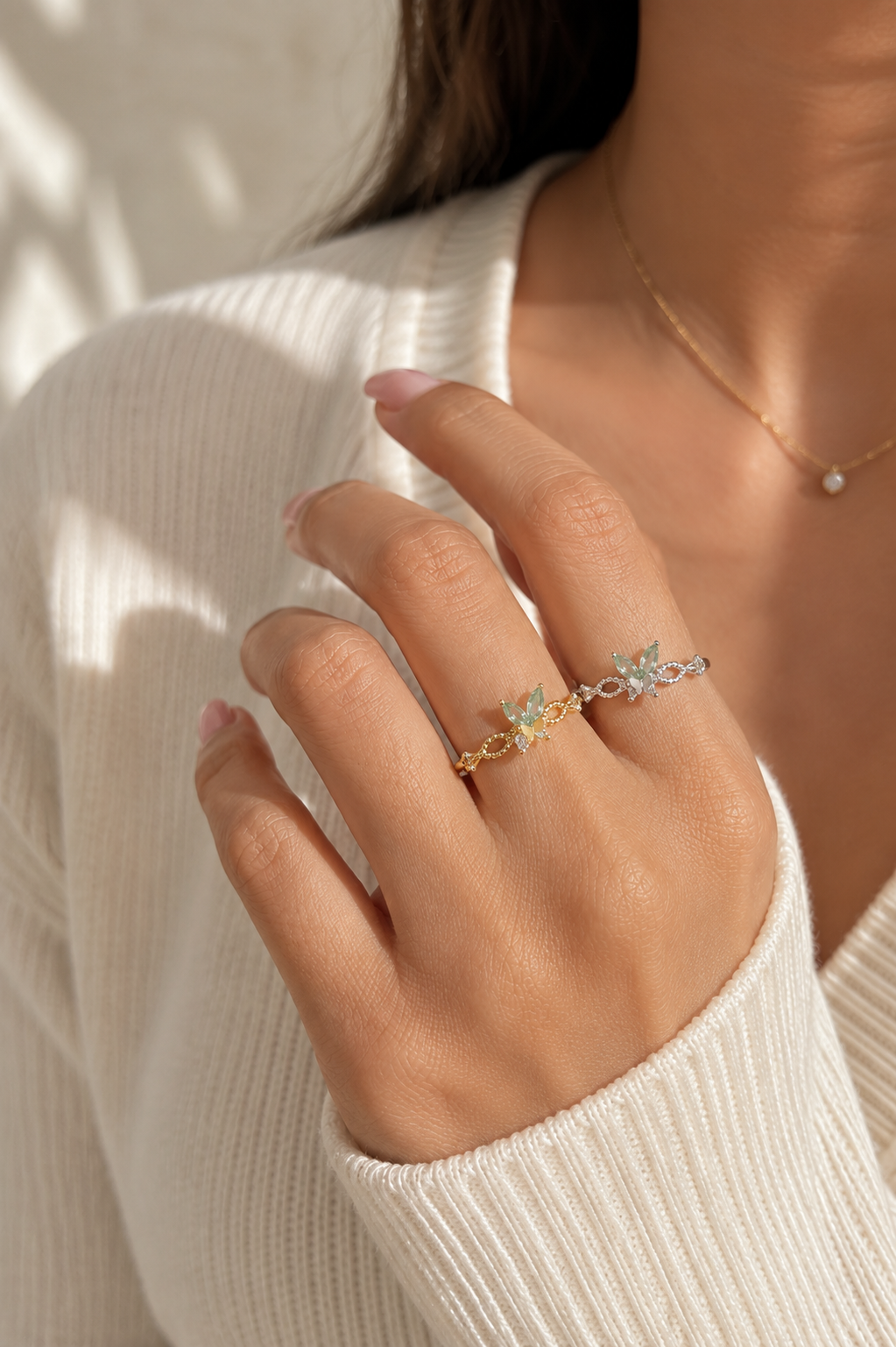 Sage Butterfly Ring
