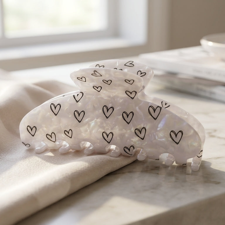 Doodle Heart Hair Claw Clip