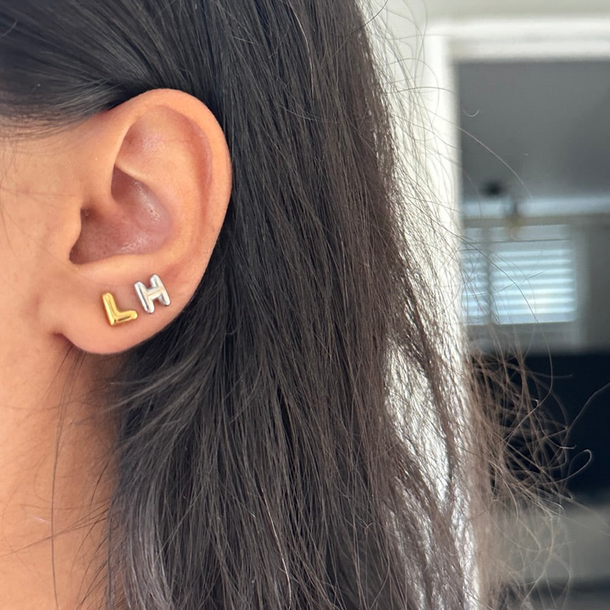 mini bubble letter earrings