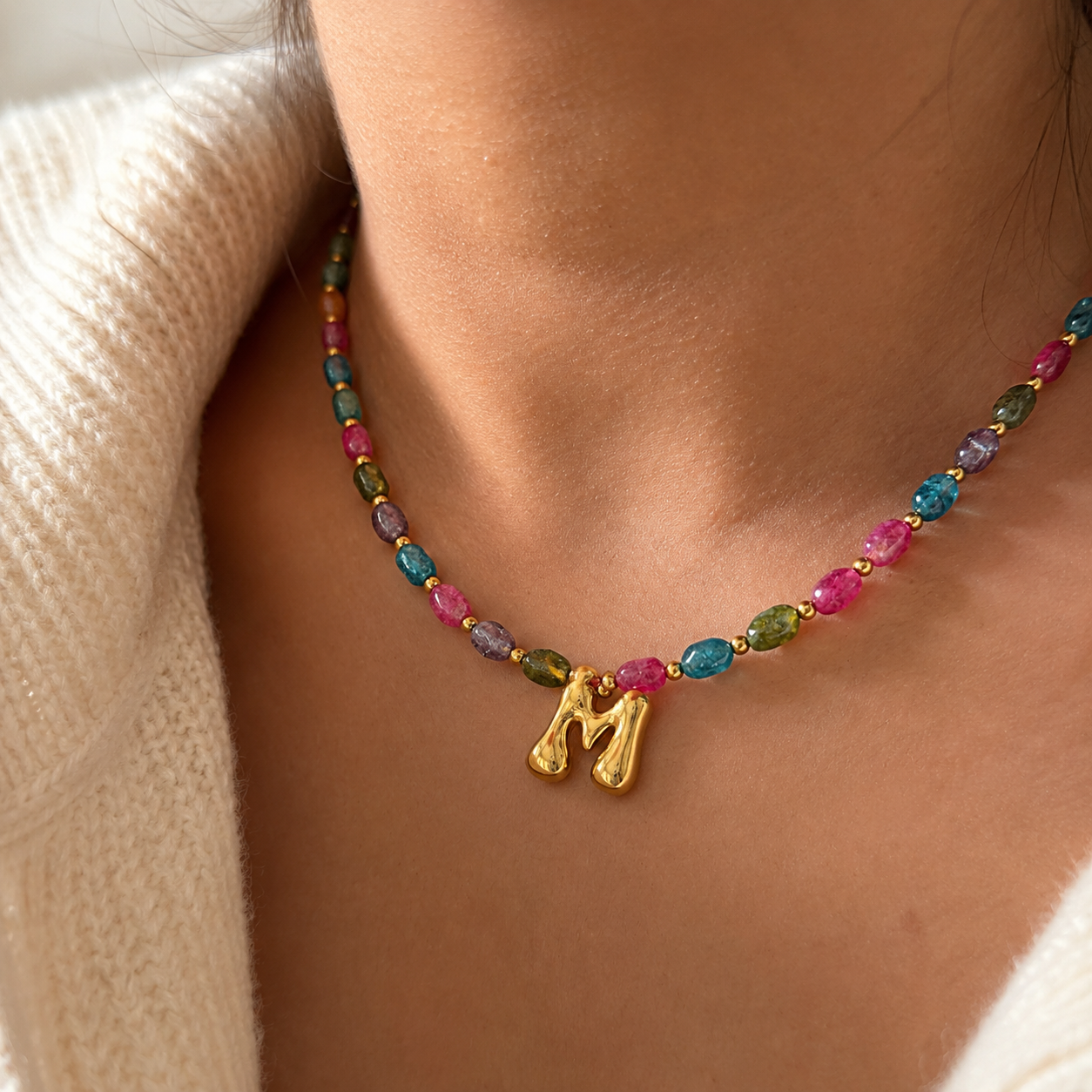 Beaded Letter Necklace
