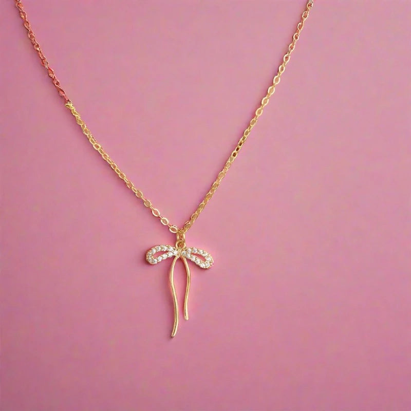 dainty bow necklace