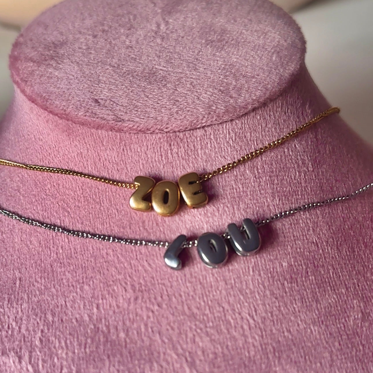 mini bubble letter personalised necklace