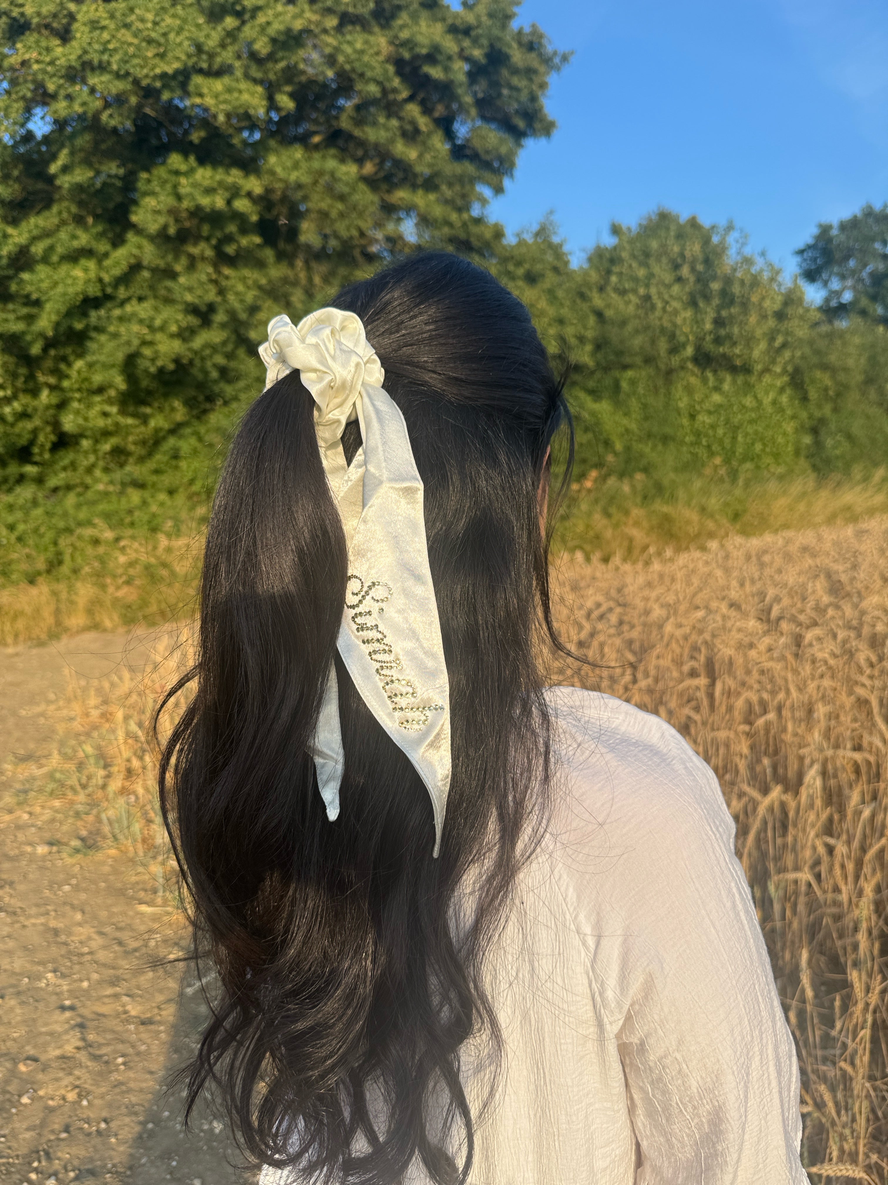 Personalised Rhinestone Bow Scrunchie