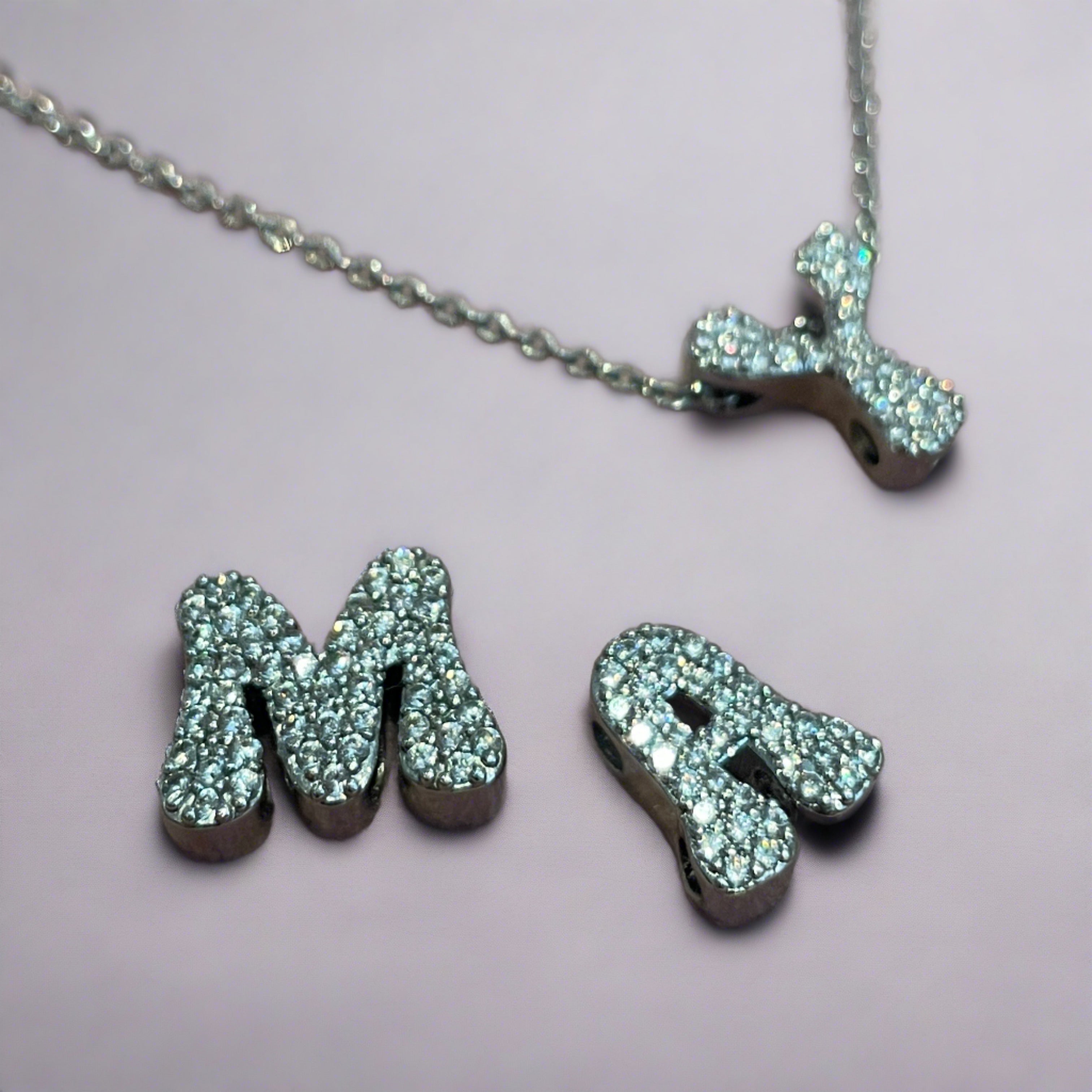 silver bubble letter personalised necklace