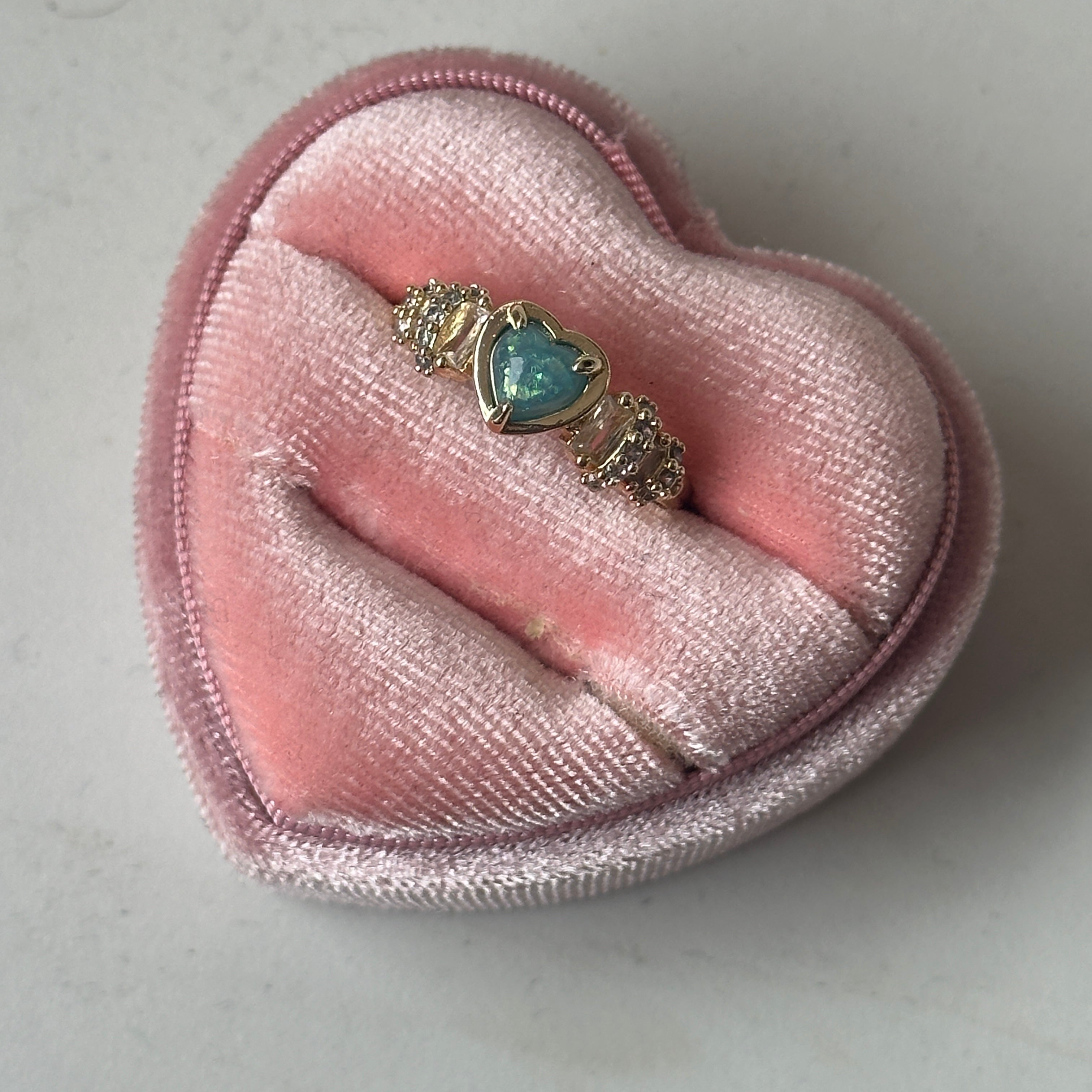 opal heart ring