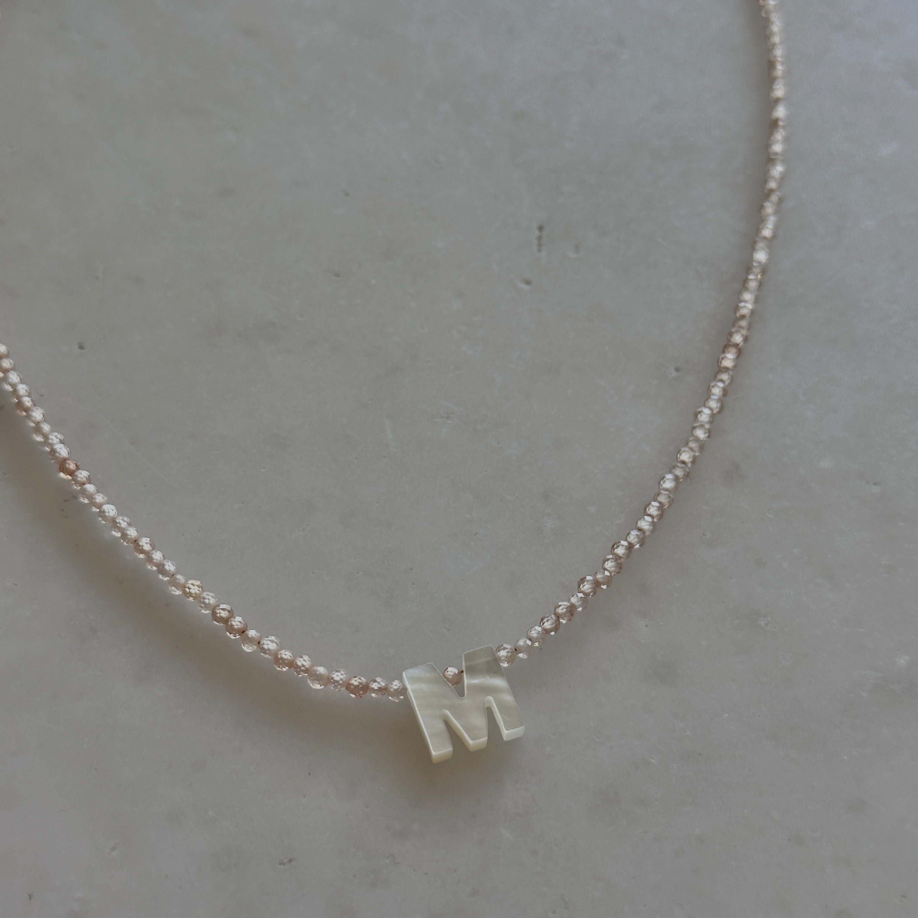 mother of pearl letter necklace