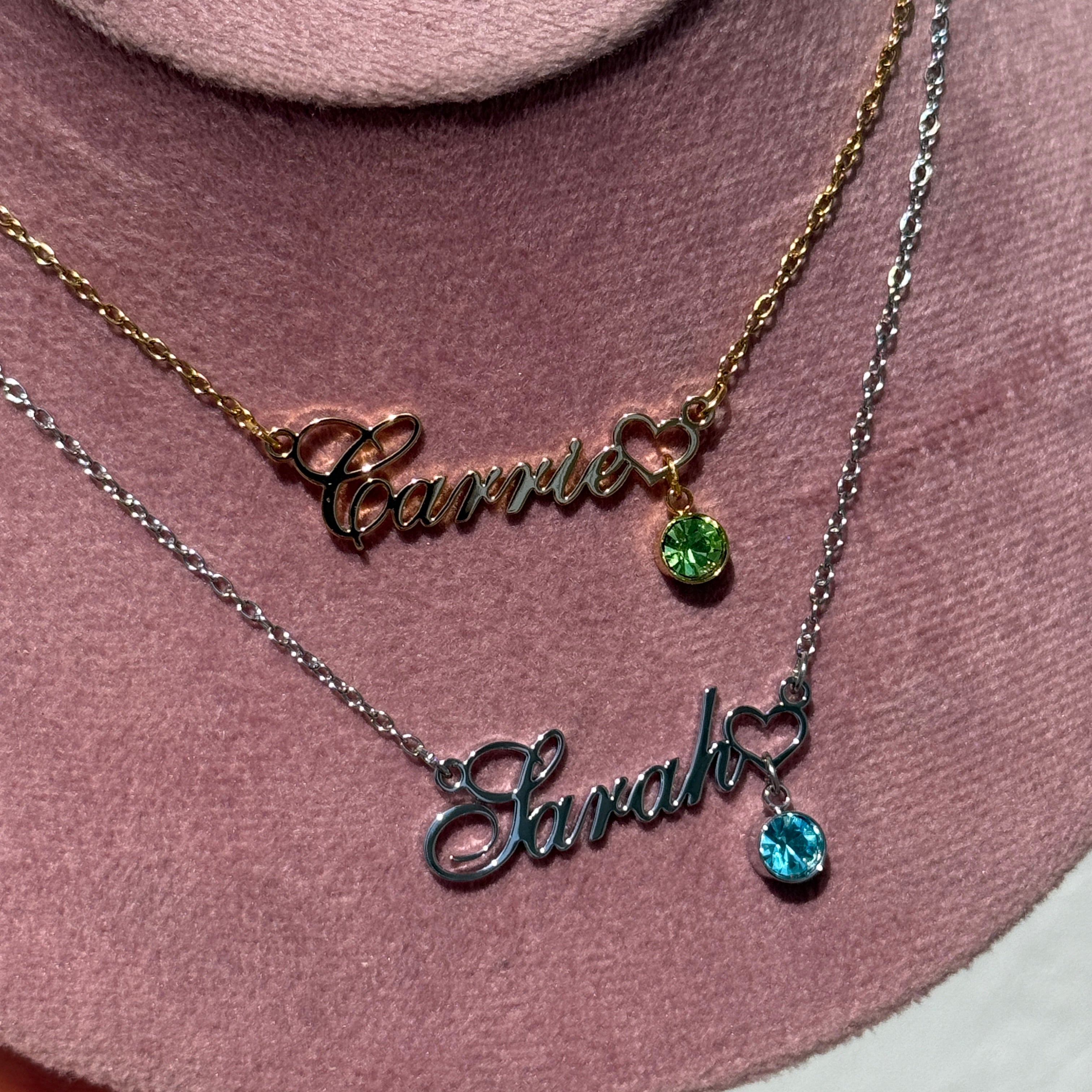 Birthstone Name Necklace