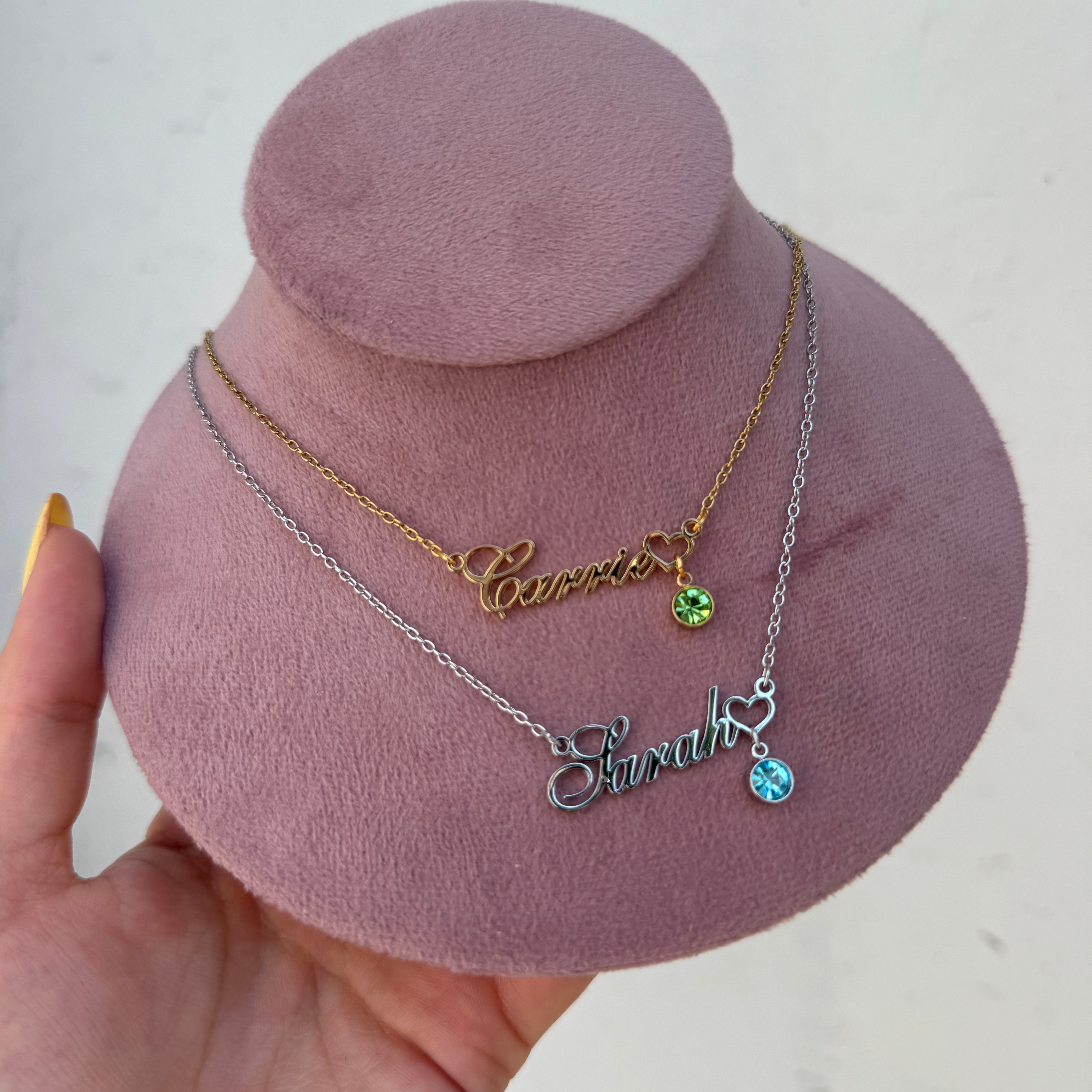 Birthstone Name Necklace