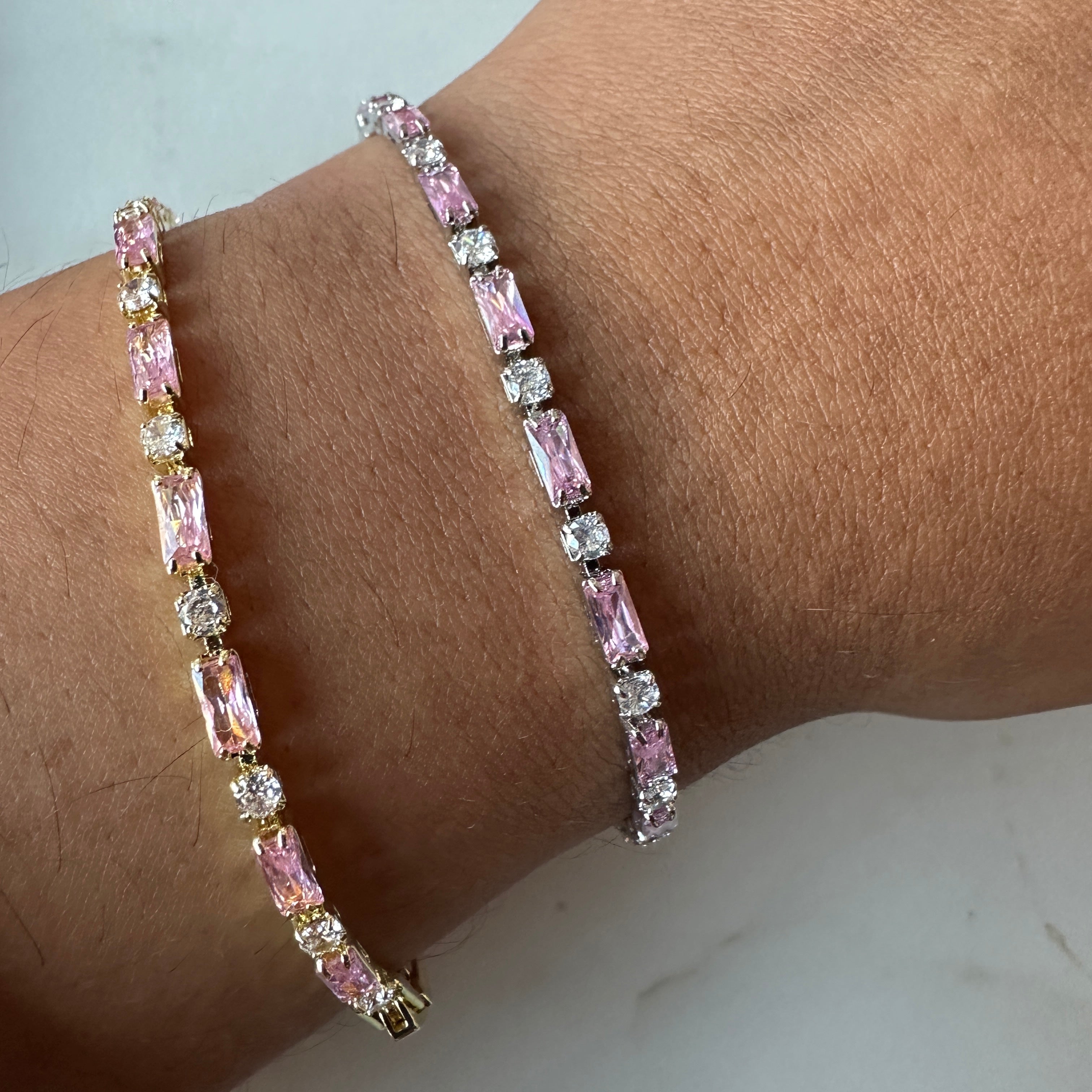 pink baguette bracelet