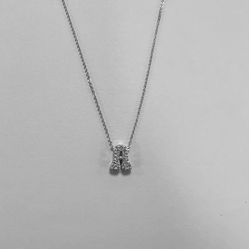 silver bubble letter personalised necklace