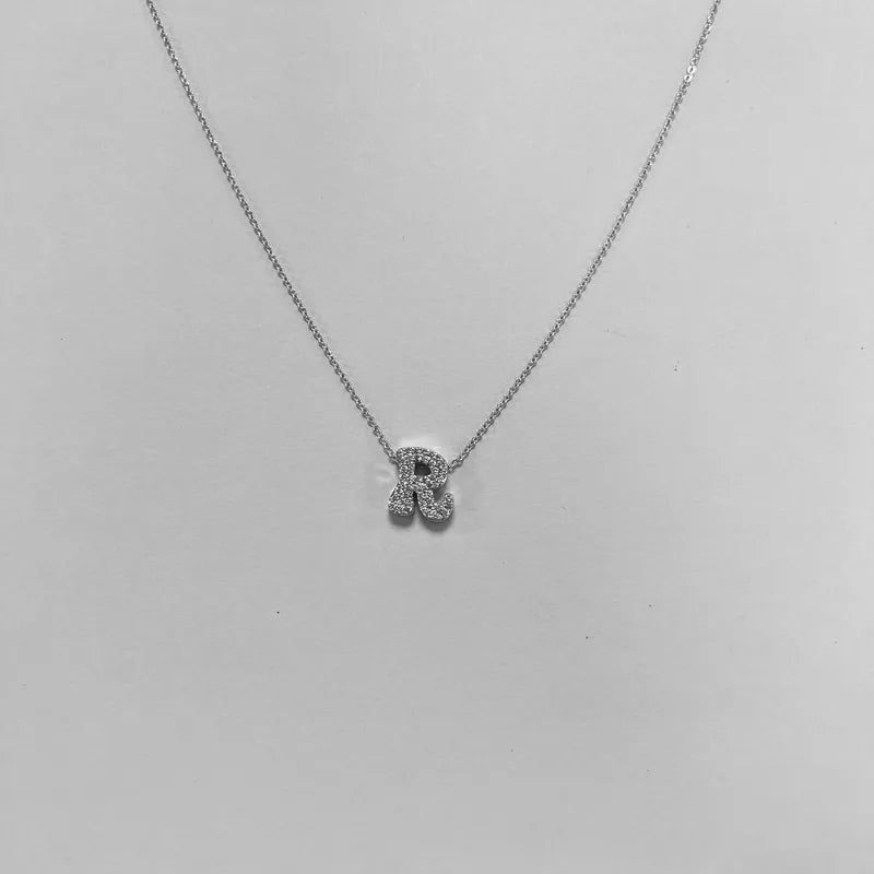 silver bubble letter personalised necklace