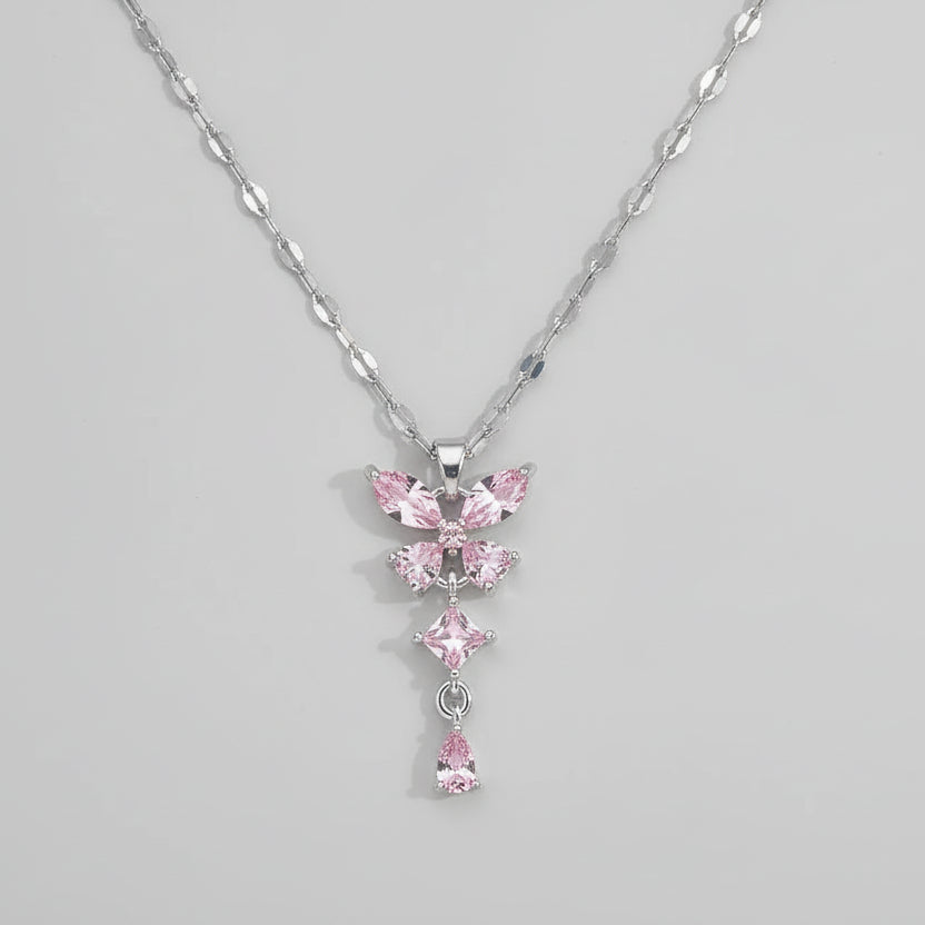 Pink Butterfly Necklace