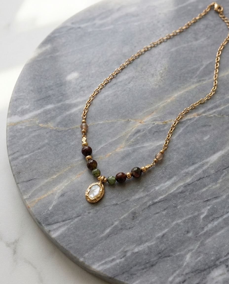 Luna Pearl Gemstone Necklace