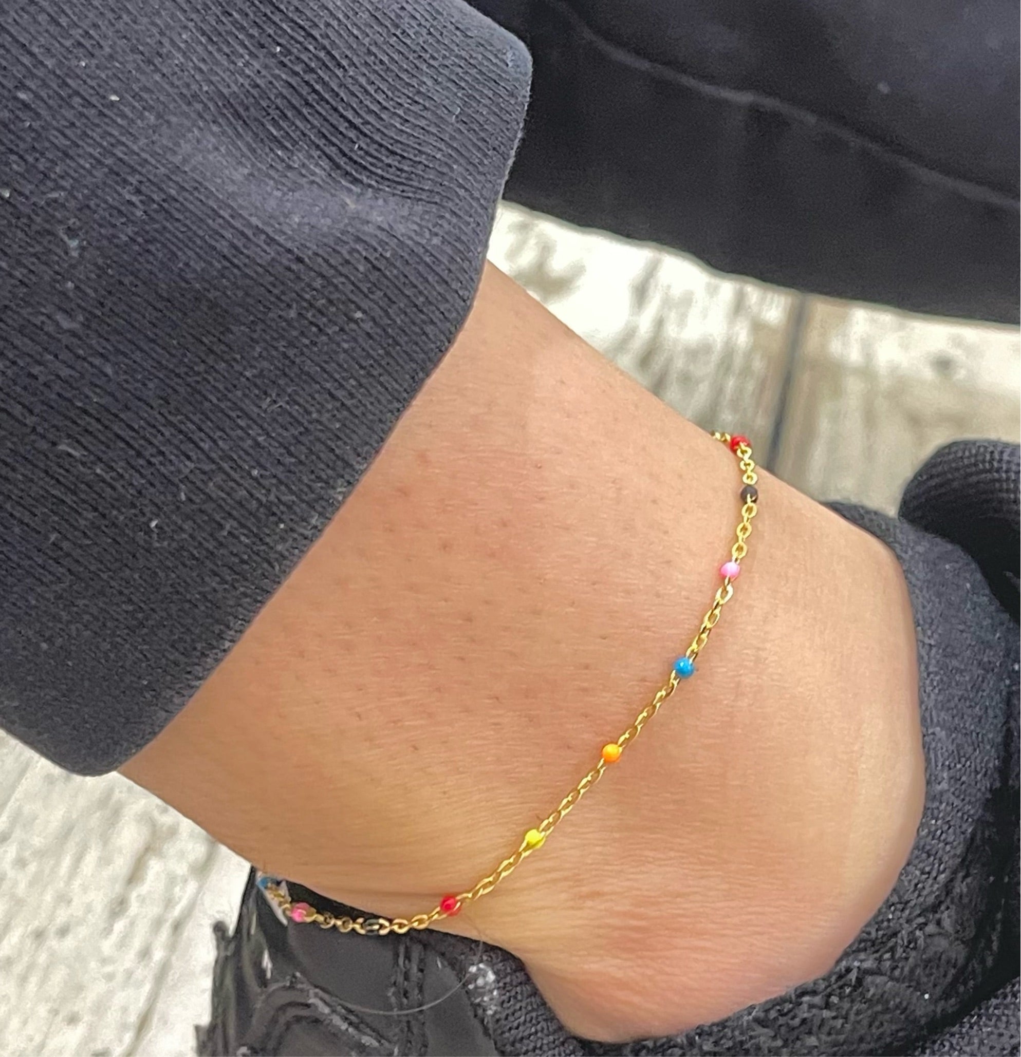 dainty multicoloured bracelet or anklet