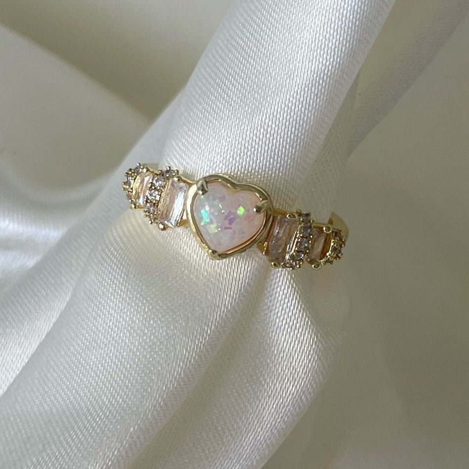 opal heart ring