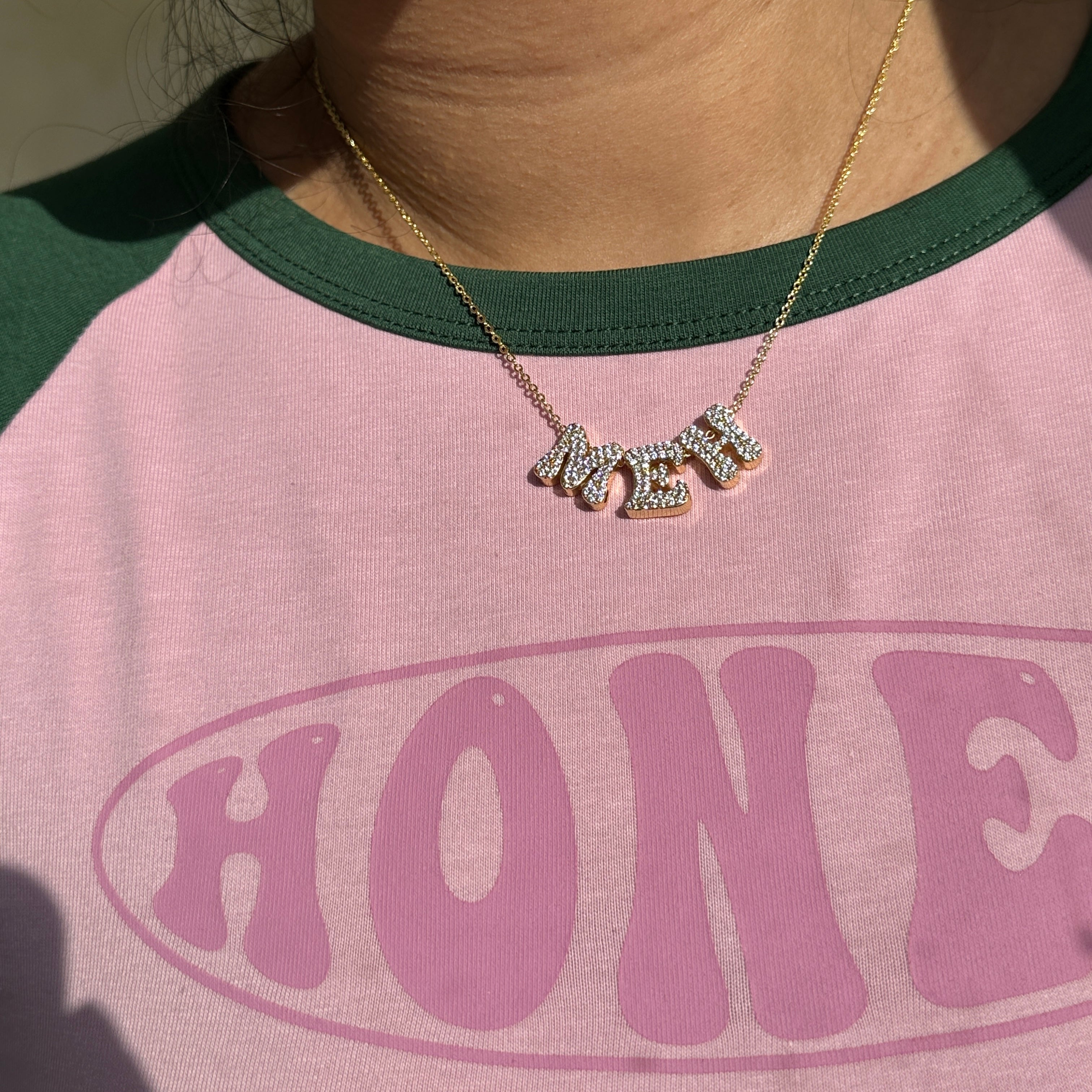 silver bubble letter personalised necklace