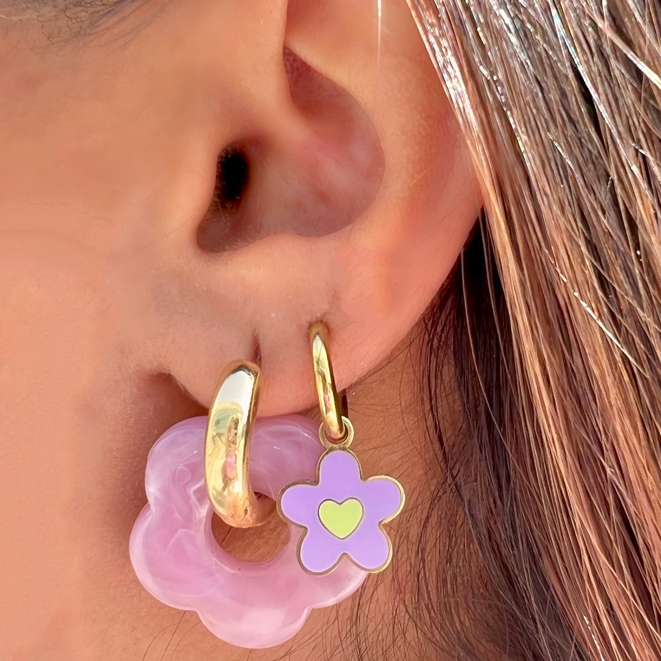 cute girl flower hoop earrings