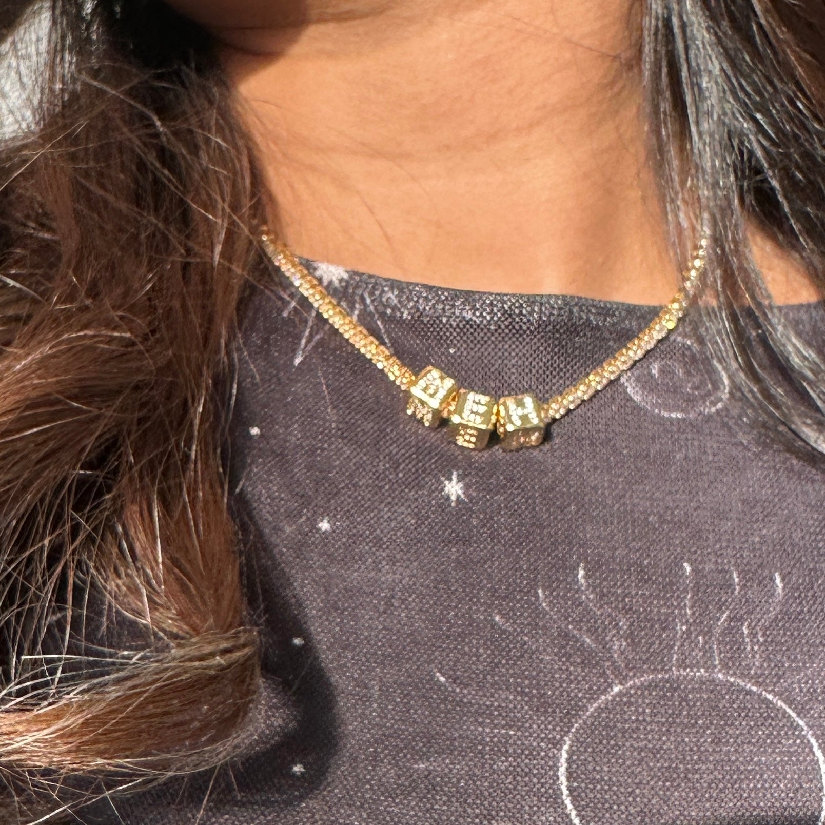 tennis chain custom cube necklace