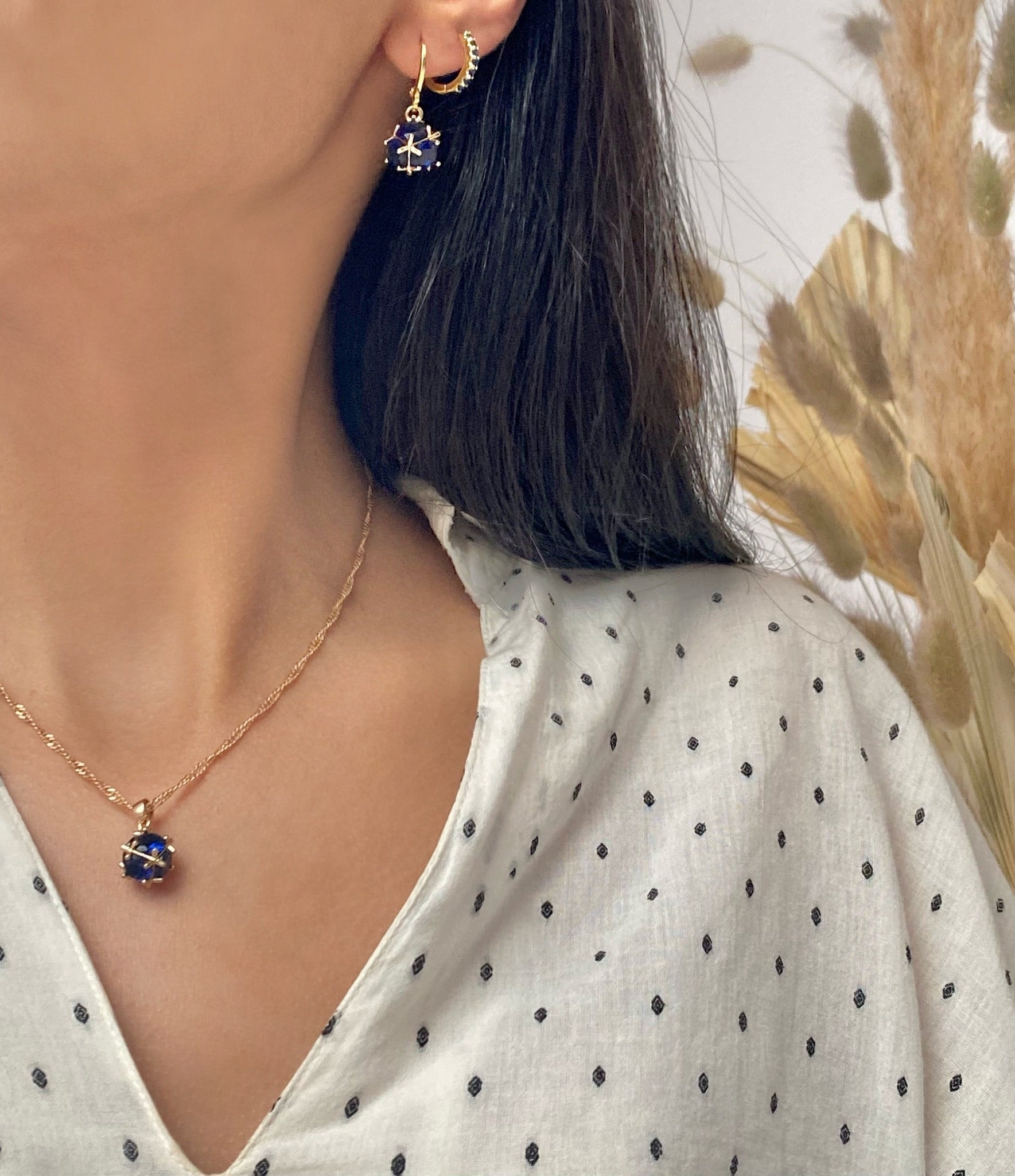 multicoloured pave ear huggies