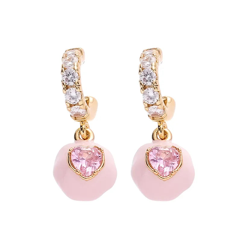 girly heart earrings