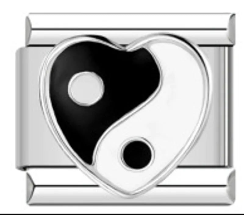 D1 - heart ying yang silver