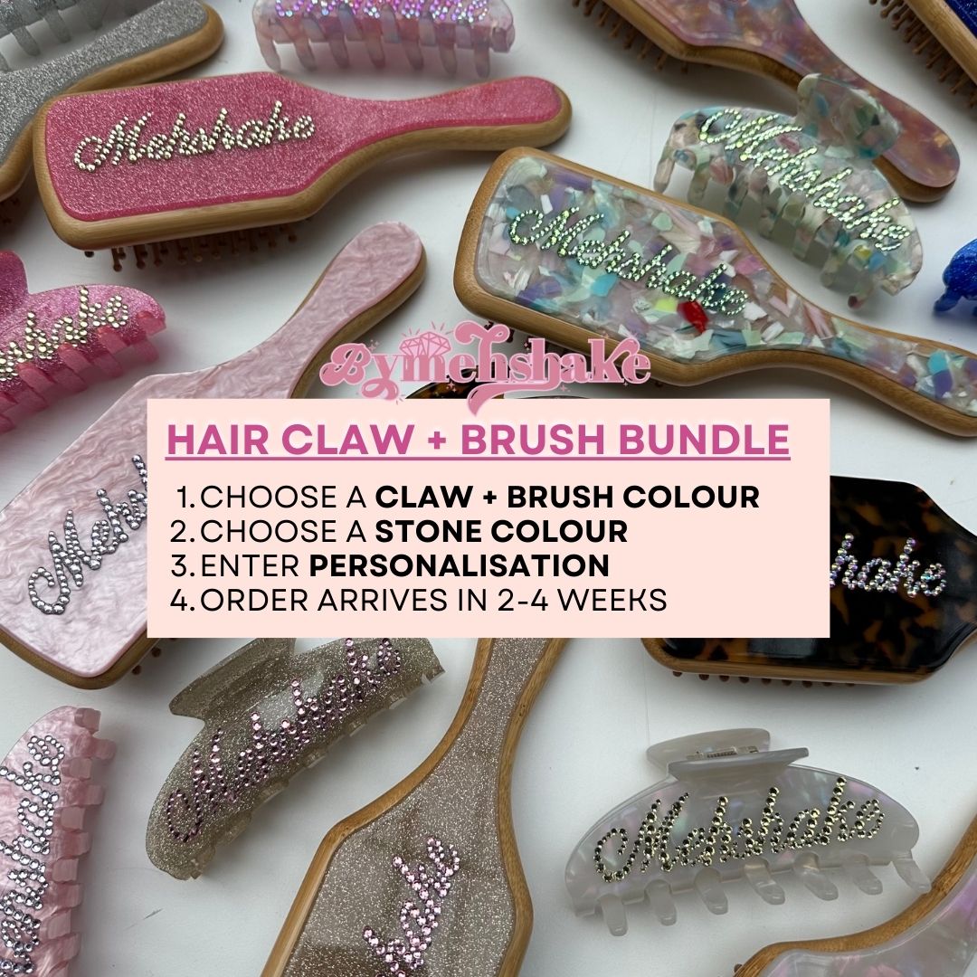 Custom Hair Claw + Brush Bundle