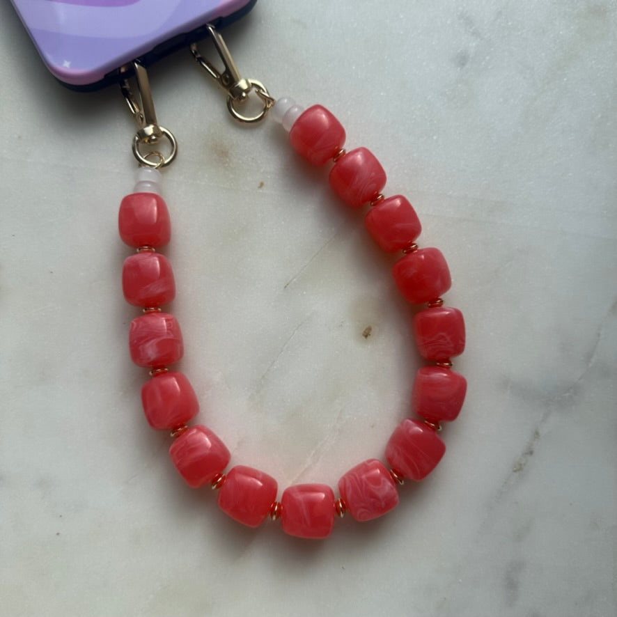 Pink Crystal Beaded Phone Strap