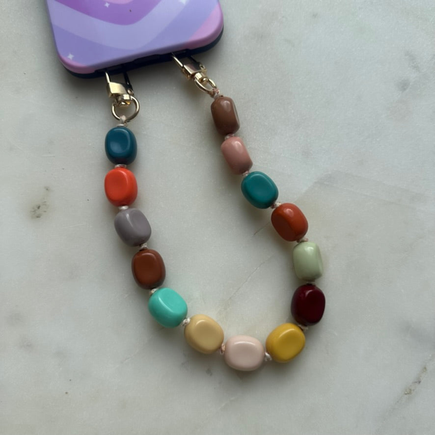 Multi Square Beaded Phone Strap
