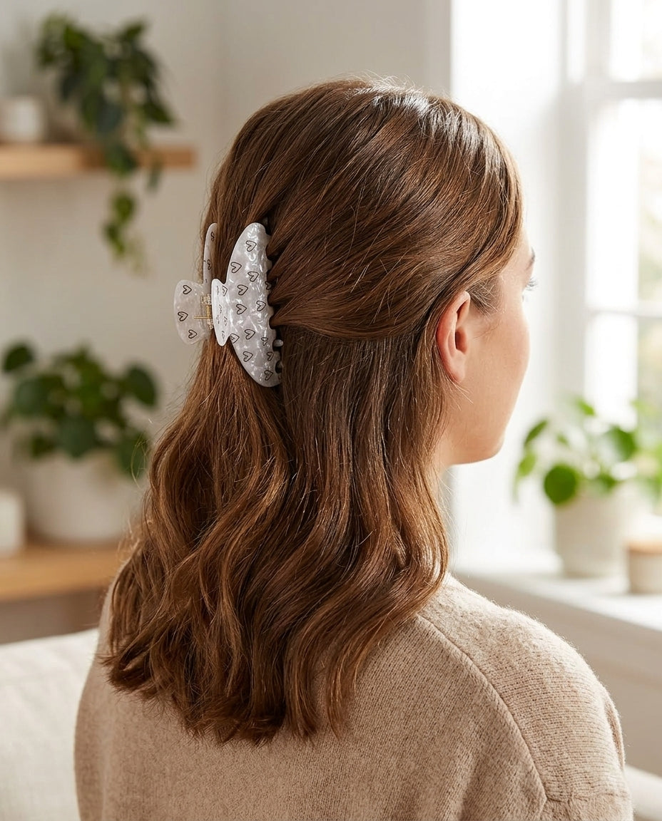Doodle Heart Hair Claw Clip
