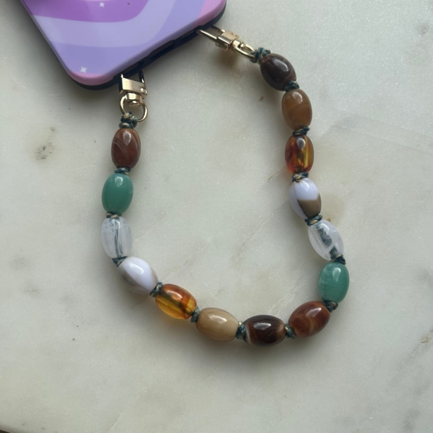 Oval Beaded Phone Strap