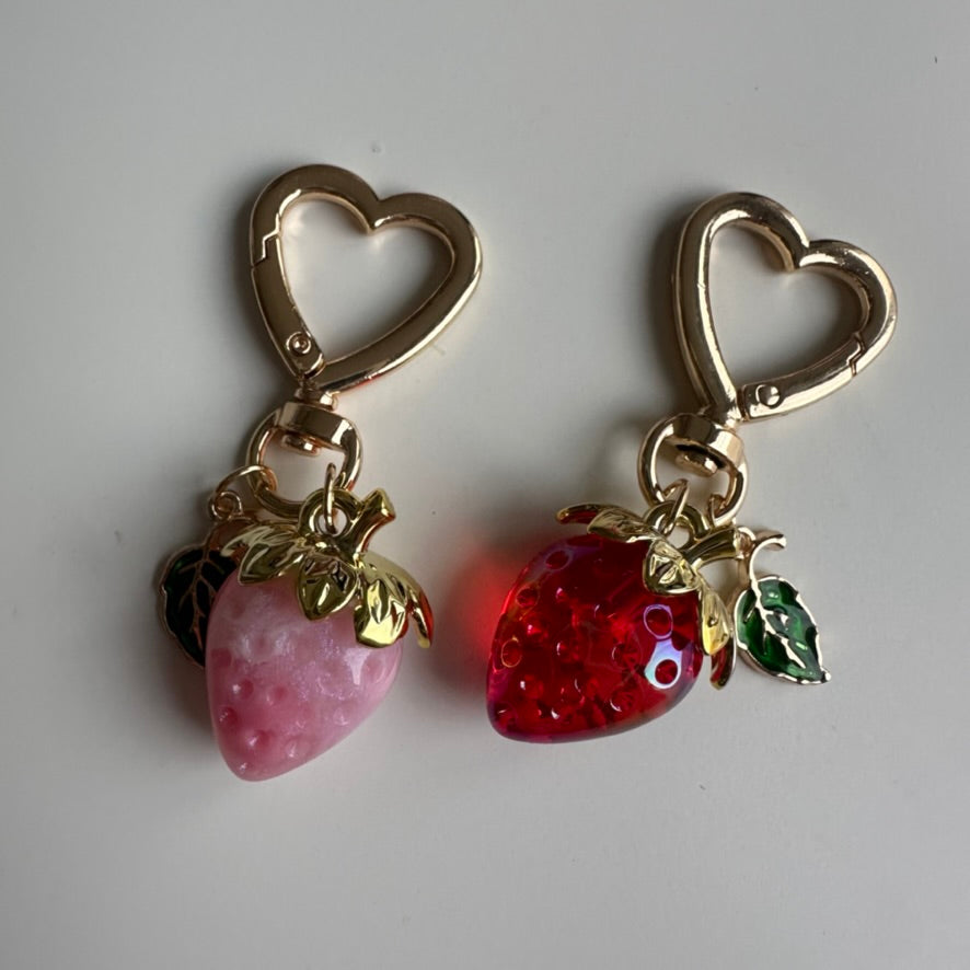 Strawberry Heart Bag Charm