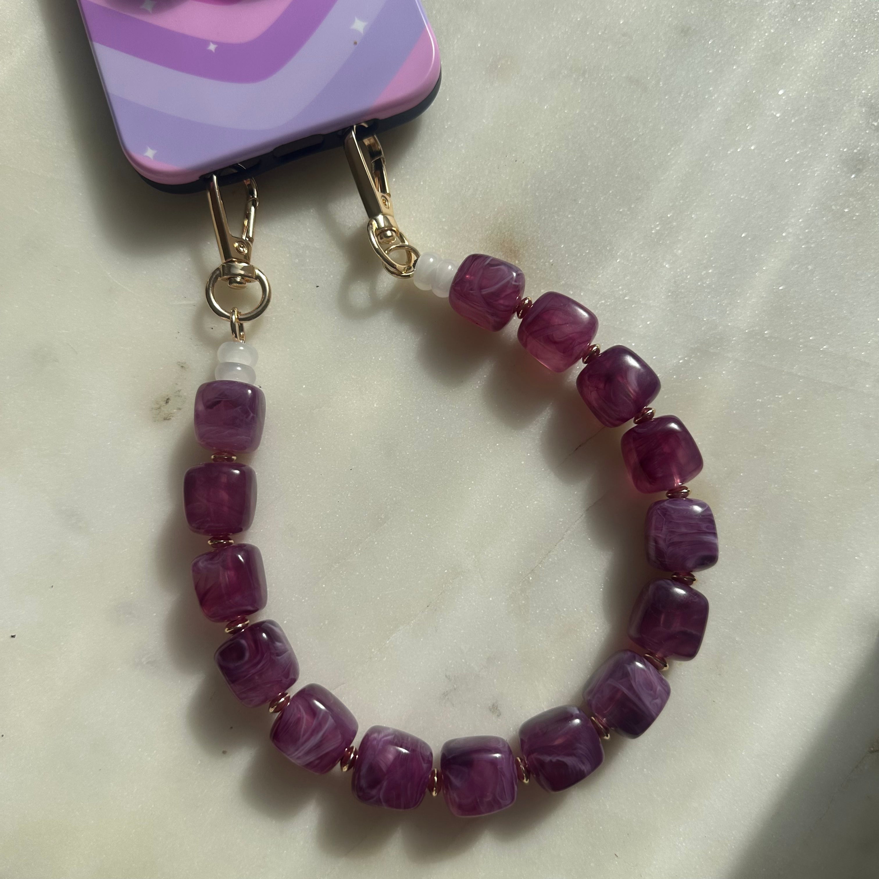 Amethyst Beaded Phone Strap