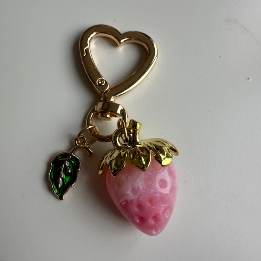 Strawberry Heart Bag Charm