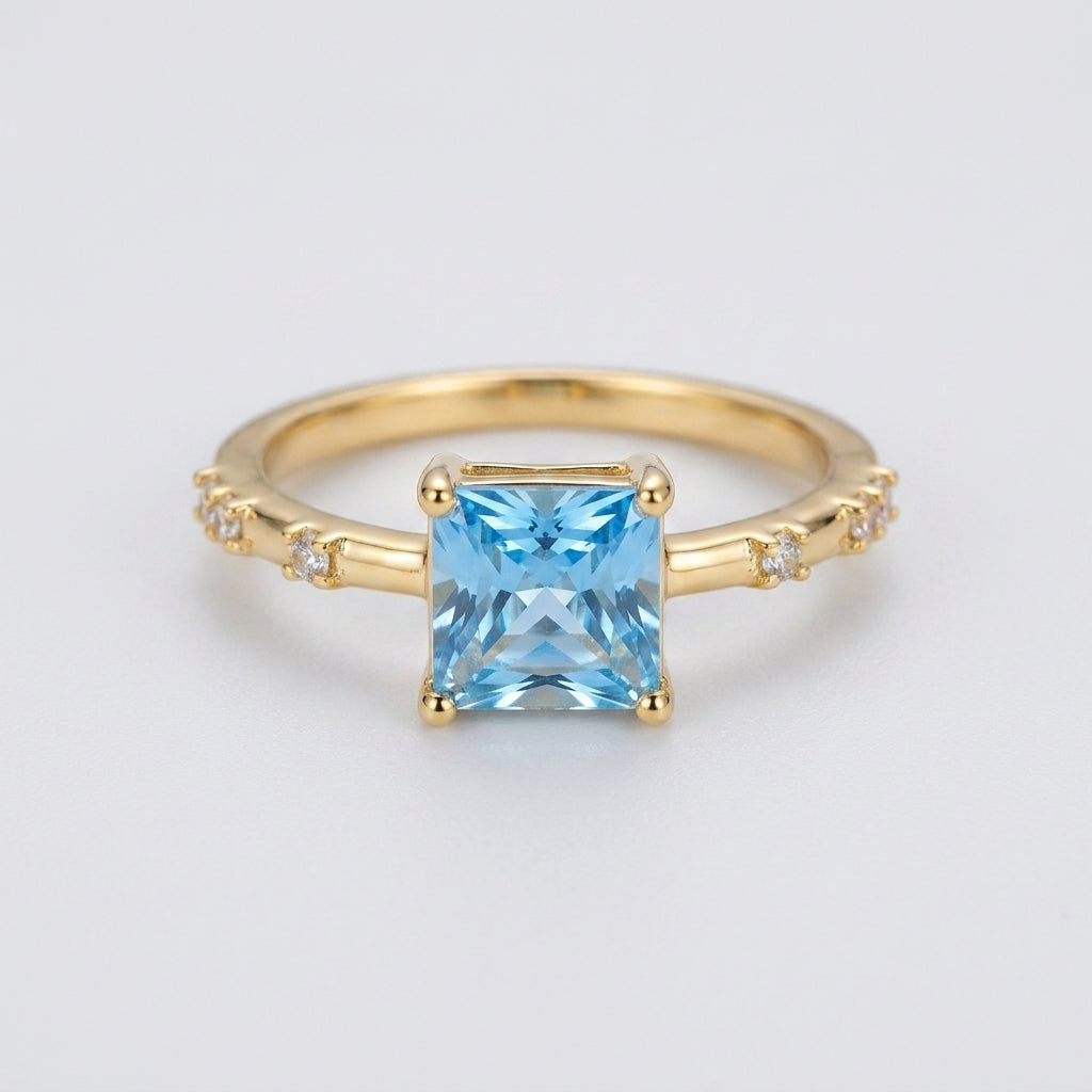 Sky Blue Solitaire Ring