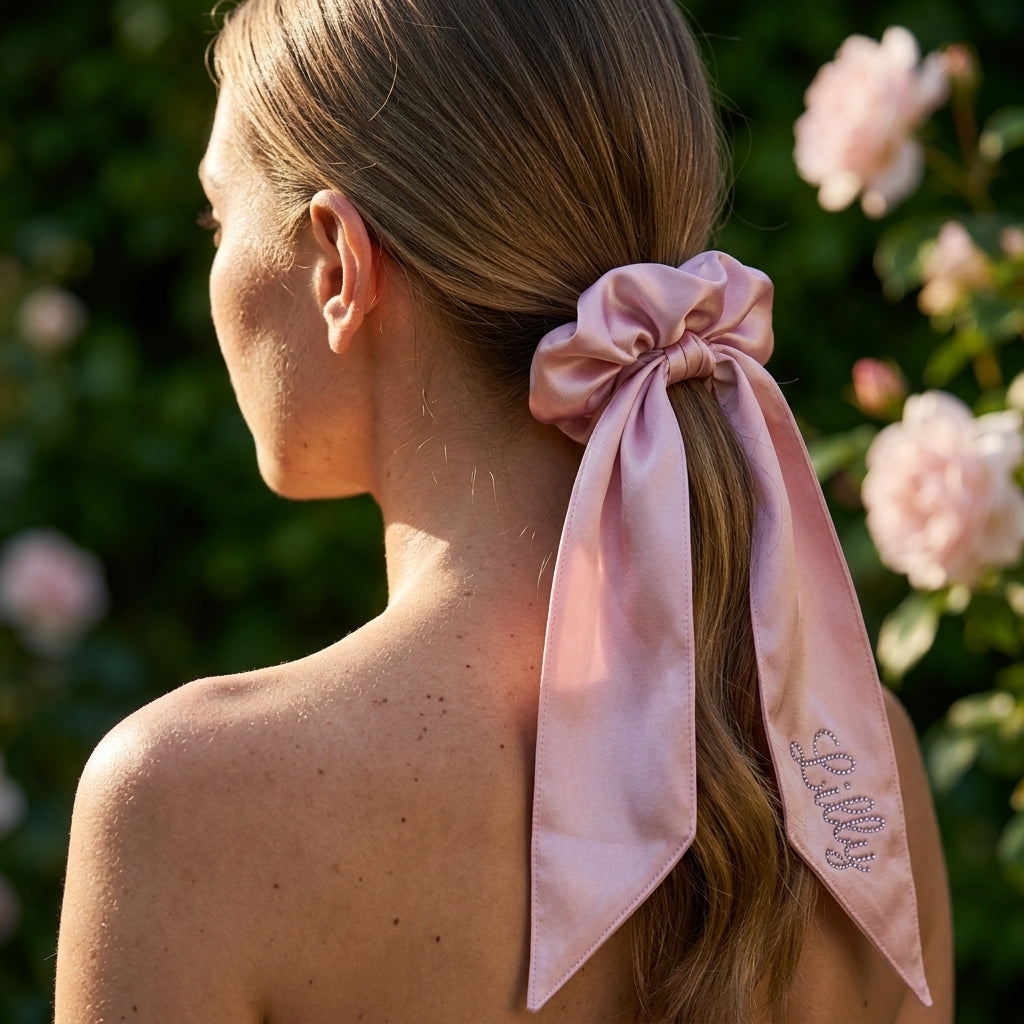 Personalised Rhinestone Bow Scrunchie