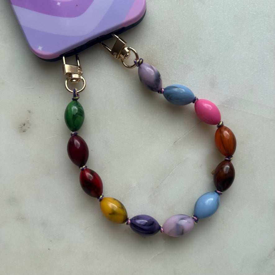 Bright Oval Beaded Phone Strap