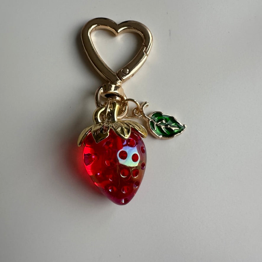 Strawberry Heart Bag Charm