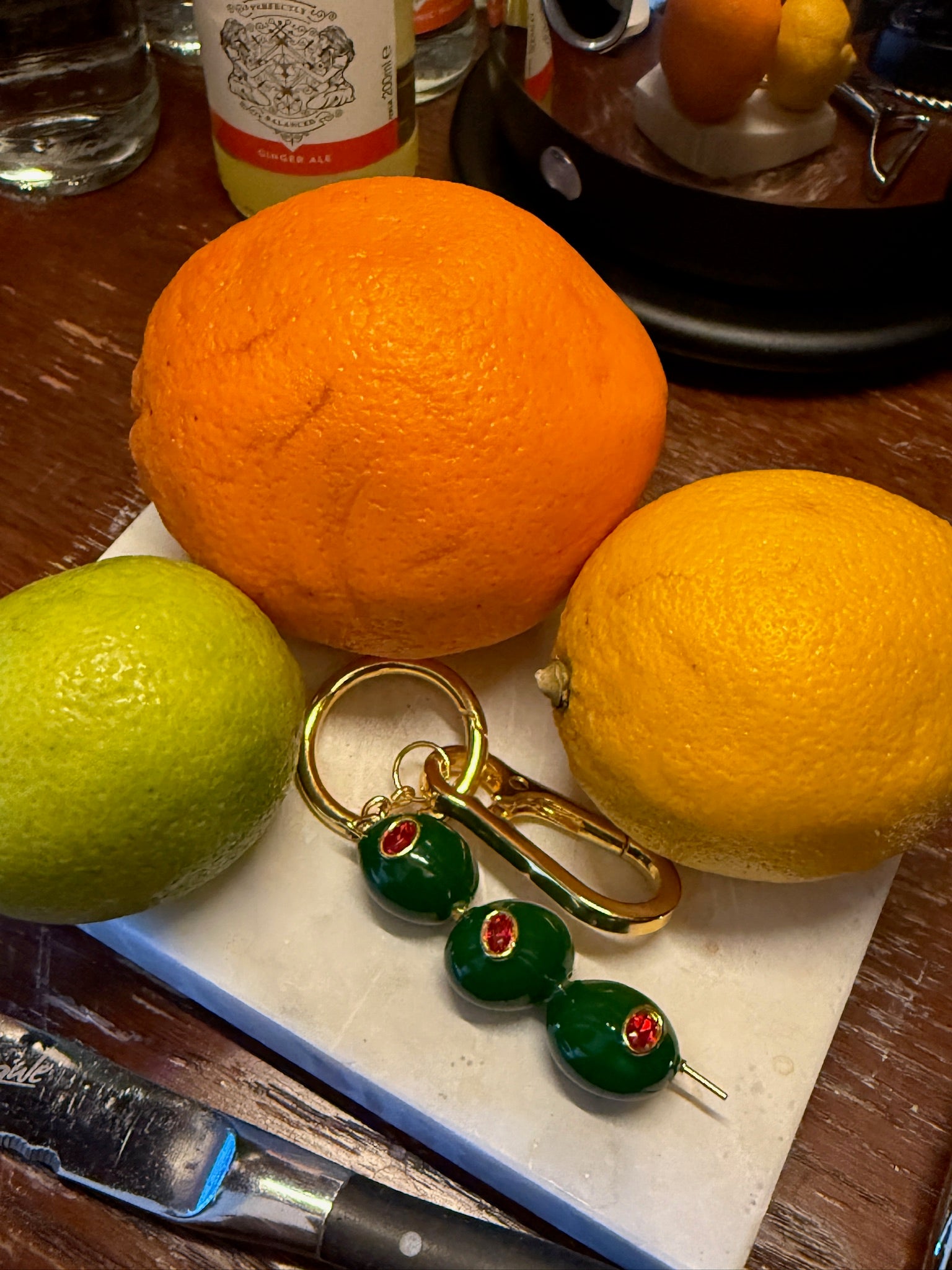 Trio of Olives Bag Charm | Olive Keychain