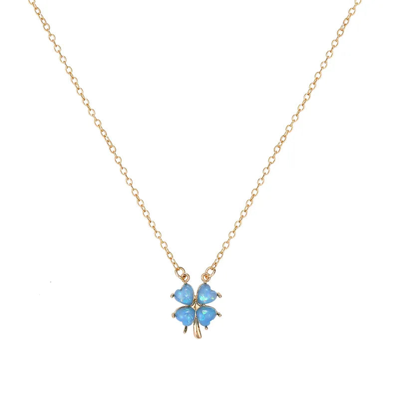 opal four leaf necklace