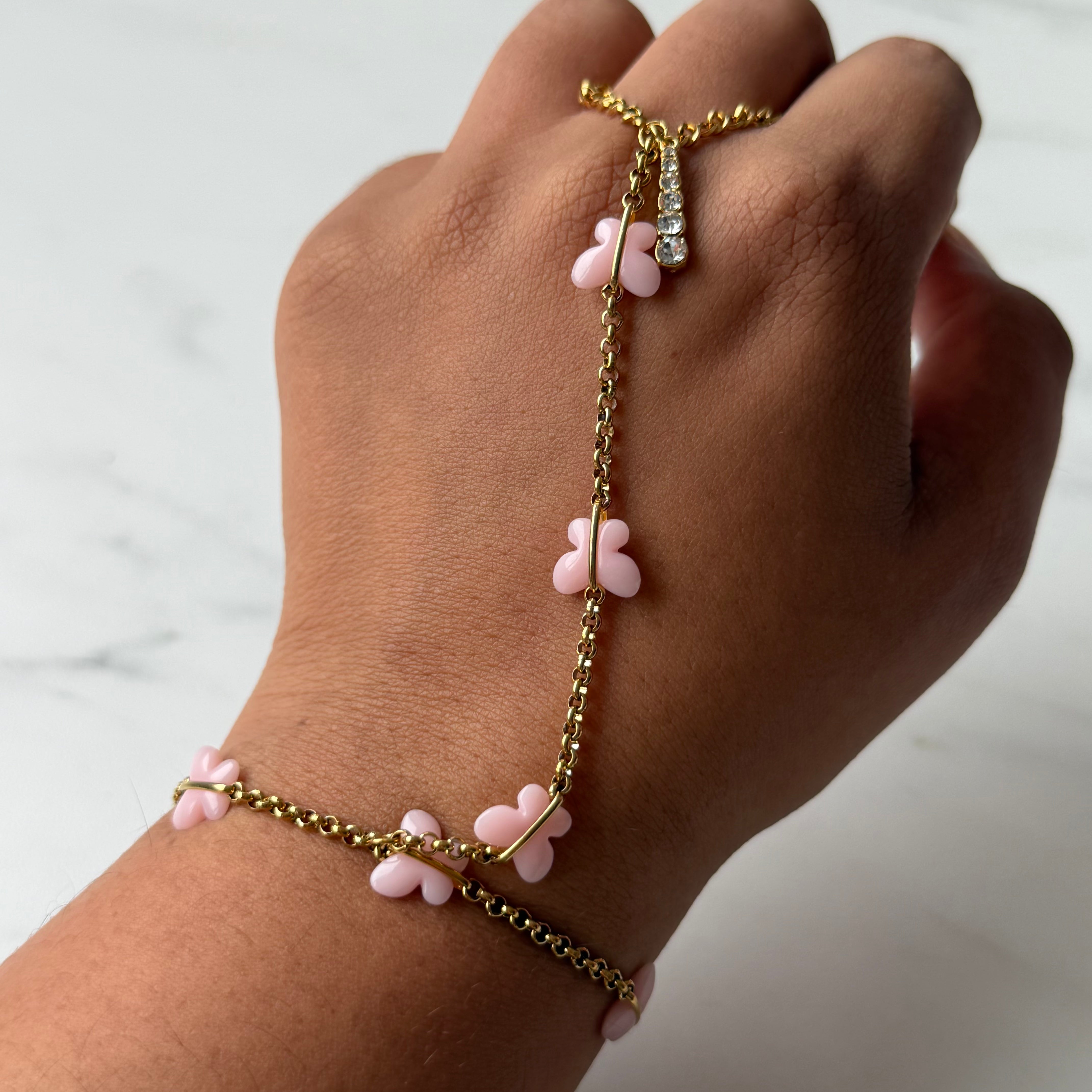 Pink Butterfly Hand Chain
