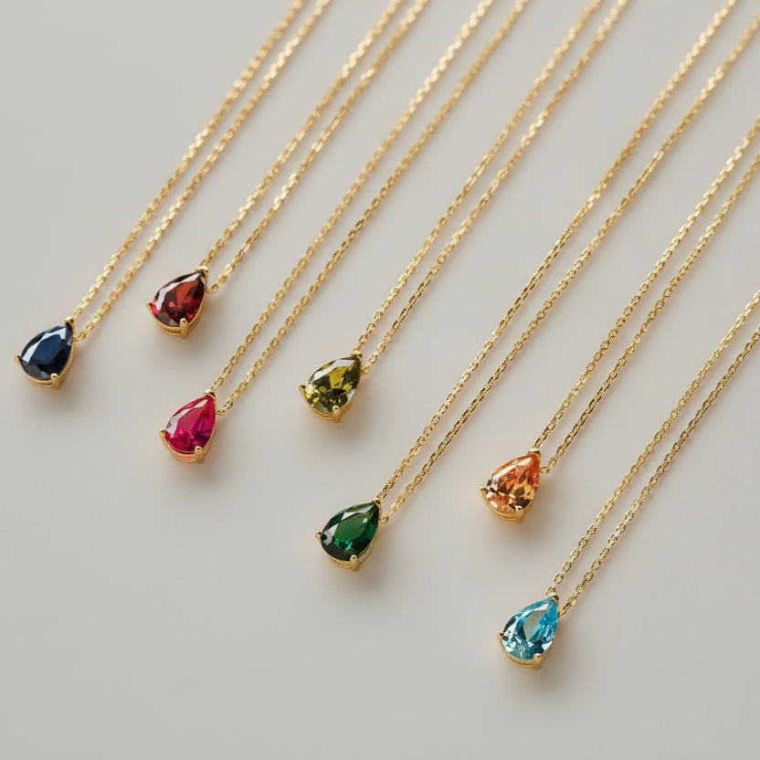 Birthstone Pear Necklace