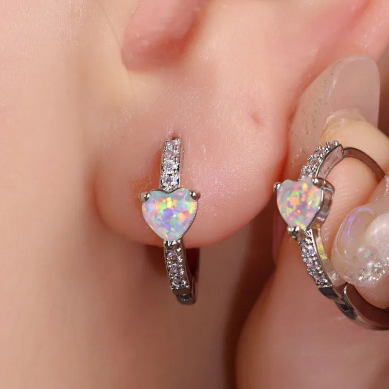 Opal Heart Earrings