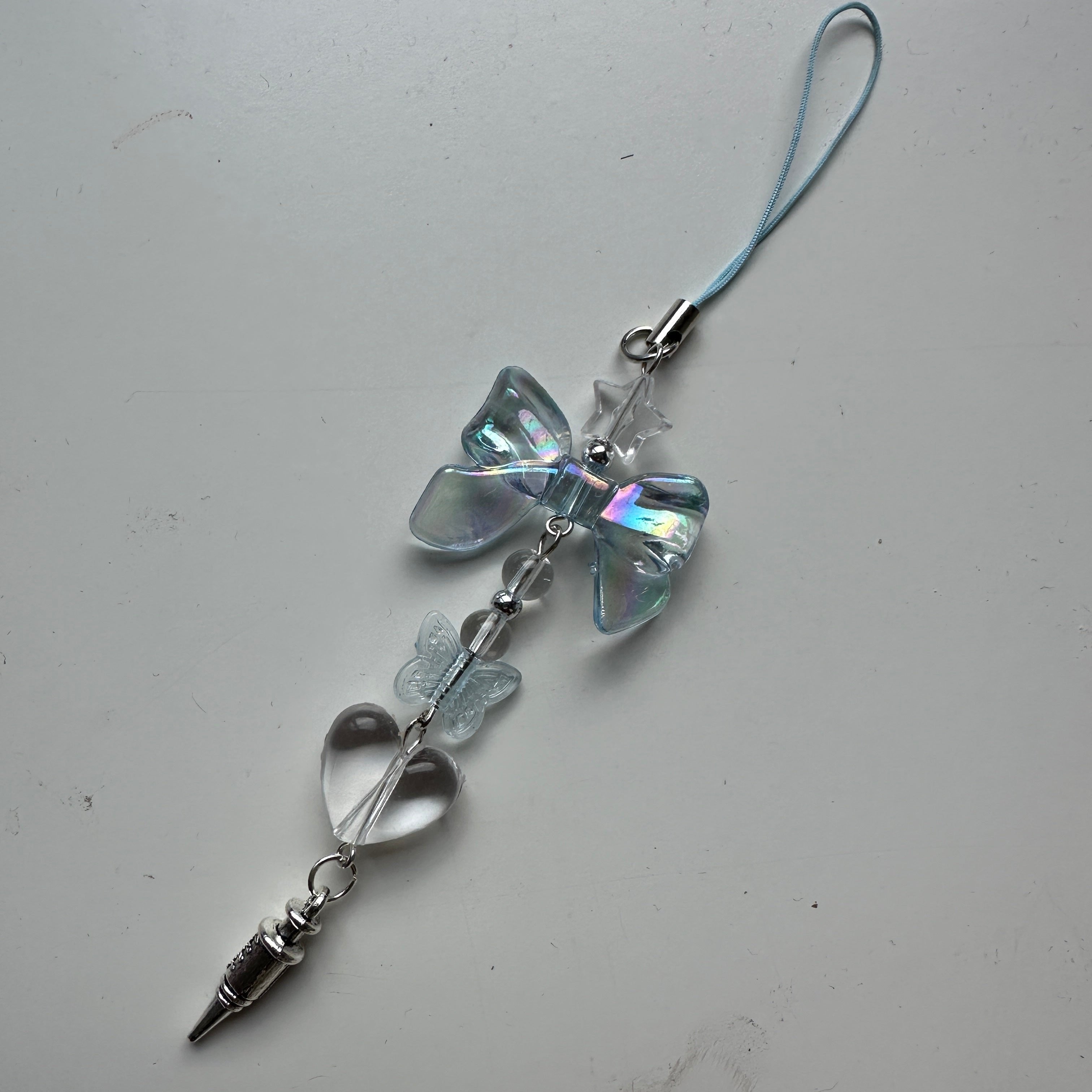 blue bow bag charm