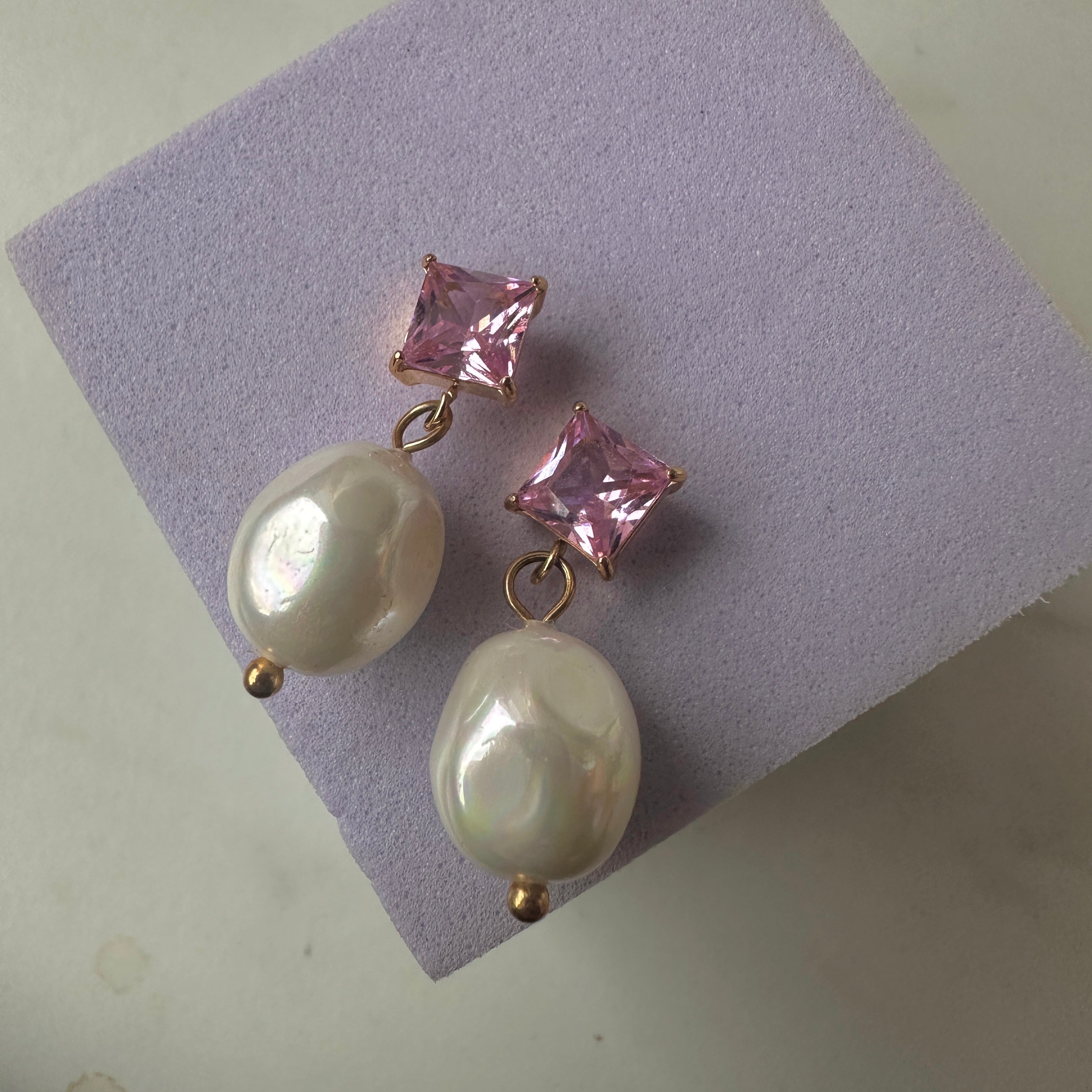 pink and pearl earrings